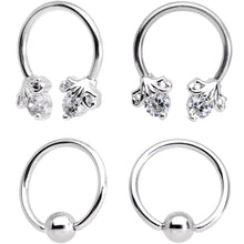 Load image into Gallery viewer, 16G Clear CZ Gem Flower Horseshoe BCR Captive Ring Set of 4
