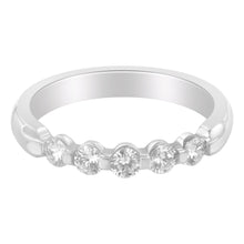 Load image into Gallery viewer, 14K White Gold 1/2 cttw Diamond 5-Stone Band Ring (H-I Clarity, SI2-I1 Color) - Size 7
