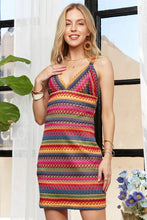 Load image into Gallery viewer, Contrast Striped V-Neck Mini Dress – Bold &amp; Trendy Striped Dress with Flattering V-Neckline and Playful Mini Length for Casual Summer Style
