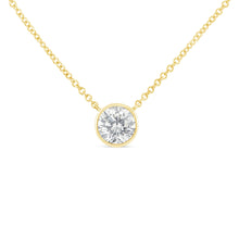 Load image into Gallery viewer, 10K White Gold 1/10 Carat Round Brilliant-Cut Diamond Modern Bezel-Set Solitaire 16"-18" Pendant Necklace (H-I Color, SI2-I1 Clarity)
