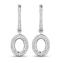 Load image into Gallery viewer, 0.32 Carat Genuine White Diamond 14K White Gold Semi Mount Earrings - holds 8x6mm Oval Gemstones
