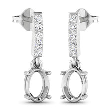 Load image into Gallery viewer, 0.14 Carat Genuine White Diamond 14K White Gold Semi Mount Earrings - holds 7x5mm Oval Gemstones
