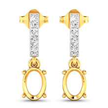 Load image into Gallery viewer, 0.14 Carat Genuine White Diamond 14K Yellow Gold Semi Mount Earrings - holds 7x5mm Oval Gemstones
