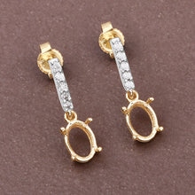 Load image into Gallery viewer, 0.14 Carat Genuine White Diamond 14K Yellow Gold Semi Mount Earrings - holds 7x5mm Oval Gemstones
