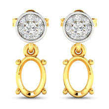 Load image into Gallery viewer, 0.11 Carat Genuine White Diamond 14K Yellow Gold Semi Mount Earrings - holds 7x5mm Oval Gemstones

