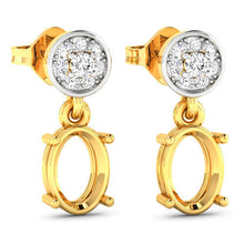Load image into Gallery viewer, 0.11 Carat Genuine White Diamond 14K Yellow Gold Semi Mount Earrings - holds 7x5mm Oval Gemstones
