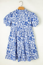 Load image into Gallery viewer, Royal Blue Printed Puff Sleeve Dress Stylish &amp; Feminine Statement Dress For Every Occasion
