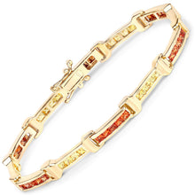 Load image into Gallery viewer, 6.48 Carat Genuine Orange Sapphire and Yellow Sapphire .925 Sterling Silver Bracelet
