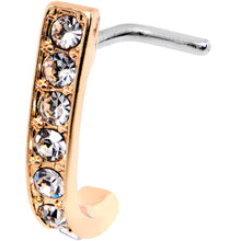 Load image into Gallery viewer, 18G Clear CZ Rose Gold Tone Sleek Faux Hoop L Shaped Nose Ring
