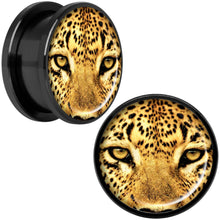 Load image into Gallery viewer, Full Color Leopard Eyes Black Anodized Screw Fit Plug Set 18mm
