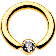 Load image into Gallery viewer, 8G 1/2 Clear Gem 5mm Disc Gold IP BCR Captive Ring
