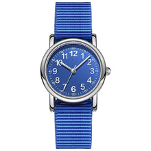 Load image into Gallery viewer, Easy To Read Quartz Watches Nylon Strap Sweat Proof Movement Analog Watch For Girls Boys Teens Minimalist Wrist Watch With Soft Band Learning Time Watch First Watch Soft Cloth Strap
