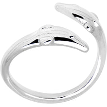 Load image into Gallery viewer, Silver Plated Double Dolphin Toe Ring
