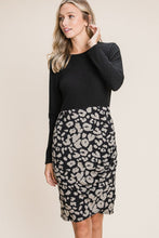 Load image into Gallery viewer, Leopard Color Block Knit Dress – Animal Print Knit Dress, Color Block Sweater Dress, Casual Knit Dress, Fall Fashion Knit Dress, Cozy Long Sleeve Dress

