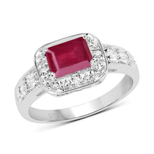 Load image into Gallery viewer, 1.52 Carat Glass Filled Ruby and White Topaz .925 Sterling Silver Ring
