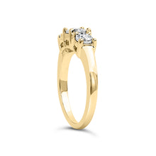 Load image into Gallery viewer, 10K Yellow Gold 1/2 Cttw Miracle Set Round Diamond Three Stone Illusion Plate Ring (I-J Color, I2-I3 Clarity) - Size 7
