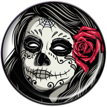 Load image into Gallery viewer, Katrina Sugar Skull with Rose Flower Black Barbell Tongue Ring
