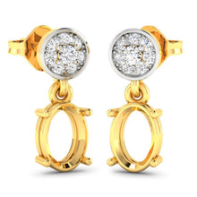 Load image into Gallery viewer, 0.11 Carat Genuine White Diamond 14K Yellow Gold Semi Mount Earrings - holds 7x5mm Oval Gemstones

