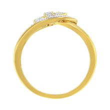 Load image into Gallery viewer, 14K Yellow Gold Plated .925 Sterling Silver 1/4 Cttw Diamond Interlocking Loop Open Shank Bypass Ring (I-J Color, I1-I2 Clarity) - Size 7
