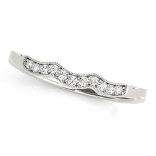 Load image into Gallery viewer, 14k White Gold Wave Style Milgrained Diamond Wedding Ring (1/20 cttw)
