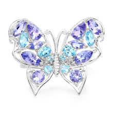 Load image into Gallery viewer, 3.60 Carat Genuine Tanzanite and Swiss Blue Topaz .925 Sterling Silver Ring
