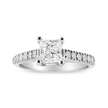 Load image into Gallery viewer, 14K White Gold 1 1/5 Cttw 4-Prong Set Princess Diamond Classic Engagement Ring (I1-I2 Color, H-I Clarity) Ring Size 7
