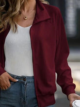 Load image into Gallery viewer, Simple White Zip Up Collared Neck Raglan Sleeve Jacket Comfortable Versatile Casual Women Wear

