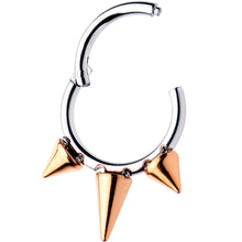 Load image into Gallery viewer, 5/16 Rose Gold Tone Punk Spike Hinged Segment Ring Circular Barbell
