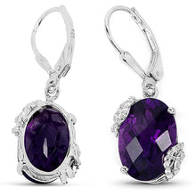 Load image into Gallery viewer, 10.18 Carat Genuine Amethyst and White Topaz .925 Sterling Silver Earrings
