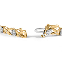 Load image into Gallery viewer, 10K White Gold 1.00 Cttw Diamond Floral Cluster and X-Link 7.25" Bracelet (I-J Color, I1-I2 Clarity)
