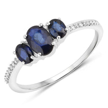 Load image into Gallery viewer, 0.98 Carat Genuine Blue Sapphire and White Diamond 14K White Gold Ring

