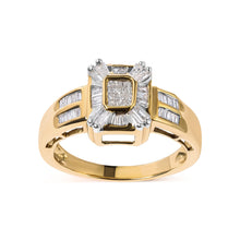 Load image into Gallery viewer, 10K Yellow Gold 1/2 Cttw Diamond Composite and Halo Ring (H-I Color, SI1-SI2 Clarity) - Ring Size 7
