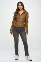Load image into Gallery viewer, Coalition LA Double Zip Hooded Long Sleeve Vegan Leather Jacket for Women Stylish and Functional Outerwear
