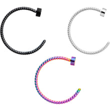 Load image into Gallery viewer, 20G 3/8 Rainbow Pack Set of 3 Twisted Nose Hoop Rings
