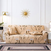 Load image into Gallery viewer, Elastic Plain Floral Printing  Sofa Cover Stretch for Living Room Couch Cover Chair Protector 1/2/3/4 Seater Printed Couch Cover for 3 Cushion Couch  Floral Pattern Sofa Cover with Separate Cushion Cover Pieces Stretch Sofa Slipcover
