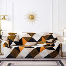 Load image into Gallery viewer, Elastic Plain Floral Printing  Sofa Cover Stretch for Living Room Couch Cover Chair Protector 1/2/3/4 Seater Printed Couch Cover for 3 Cushion Couch  Floral Pattern Sofa Cover with Separate Cushion Cover Pieces Stretch Sofa Slipcover
