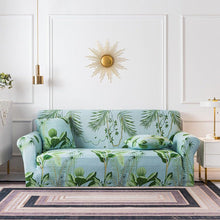 Load image into Gallery viewer, Elastic Plain Floral Printing  Sofa Cover Stretch for Living Room Couch Cover Chair Protector 1/2/3/4 Seater Printed Couch Cover for 3 Cushion Couch  Floral Pattern Sofa Cover with Separate Cushion Cover Pieces Stretch Sofa Slipcover
