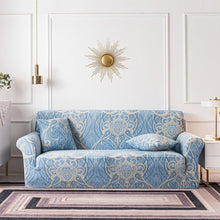 Load image into Gallery viewer, Elastic Plain Floral Printing  Sofa Cover Stretch for Living Room Couch Cover Chair Protector 1/2/3/4 Seater Printed Couch Cover for 3 Cushion Couch  Floral Pattern Sofa Cover with Separate Cushion Cover Pieces Stretch Sofa Slipcover
