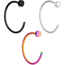 Load image into Gallery viewer, 20G 3/8 Rainbow Pack Set of 3 Twisted Nose Hoop Rings
