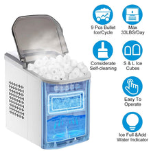 Load image into Gallery viewer, Electric Countertop Ice Make with Ice Scoop Basket Self Cleaning
