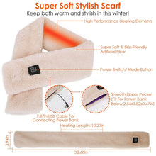 Load image into Gallery viewer, Electric Heated Scarf USB Heating Neck Shawl Soft Warm Scarves with 3 Heating Modes
