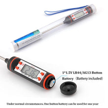 Load image into Gallery viewer, Electronic Digital Kitchen Food Thermometer Stainless Steel Digital Water Thermometer for Liquid Candle Instant Read Waterproof Thermometer For Food Meat Milk Long Probe Water Oil Liquid Bakery Food Temperature Measuring Device
