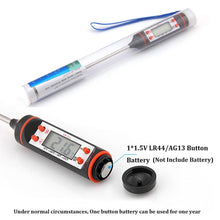Load image into Gallery viewer, Electronic Digital Kitchen Food Thermometer Stainless Steel Digital Water Thermometer for Liquid Candle Instant Read Waterproof Thermometer For Food Meat Milk Long Probe Water Oil Liquid Bakery Food Temperature Measuring Device
