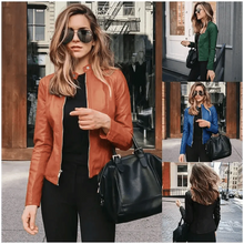 Load image into Gallery viewer, Elegance Autumn And Winter New Solid Color Jacket For Women's PU Leather Warmth Fashion Long-Sleeved Jacket For Women
