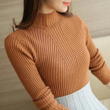 Load image into Gallery viewer, Elegance Solid White and Black Tops,Sweaters Winter Long Sleeve Turtleneck Pullovers Women's Sweaters Female Clothing
