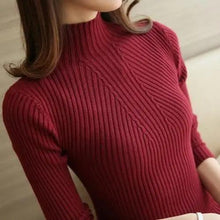 Load image into Gallery viewer, Elegance Solid White and Black Tops,Sweaters Winter Long Sleeve Turtleneck Pullovers Women's Sweaters Female Clothing
