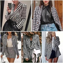 Load image into Gallery viewer, Elegance Women Tweed Jackets Fashionable Office Ladies Black Tassel Houndstooth Coats Female Autumn Vintage Thick Plaid Coat Girls Chic
