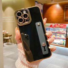 Load image into Gallery viewer, Elegant Adjustable Wrist Strap Hand Band Case For iPhone 12 13 11 14 Pro Max X XS Max XR 14 plus Case with Strap Luxury Plating Gold Bumper Phone Cover Wristband Kickstand Full Body Protective Slim Case Luxury Candy Color Phone Holder Colorful Iphone Case
