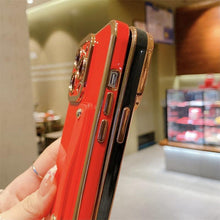 Load image into Gallery viewer, Elegant Adjustable Wrist Strap Hand Band Case For iPhone 12 13 11 14 Pro Max X XS Max XR 14 plus Case with Strap Luxury Plating Gold Bumper Phone Cover Wristband Kickstand Full Body Protective Slim Case Luxury Candy Color Phone Holder Colorful Iphone Case
