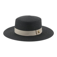Load image into Gallery viewer, Elegant Adult Bucket Hat Beach Summer Straw Hats for Women Beach Sun Straw Hat Wide Luxury Comfortable Hat  Flat Top Ribbon Bowknot Elegant Luxury Women Summer Hat 56-58cm
